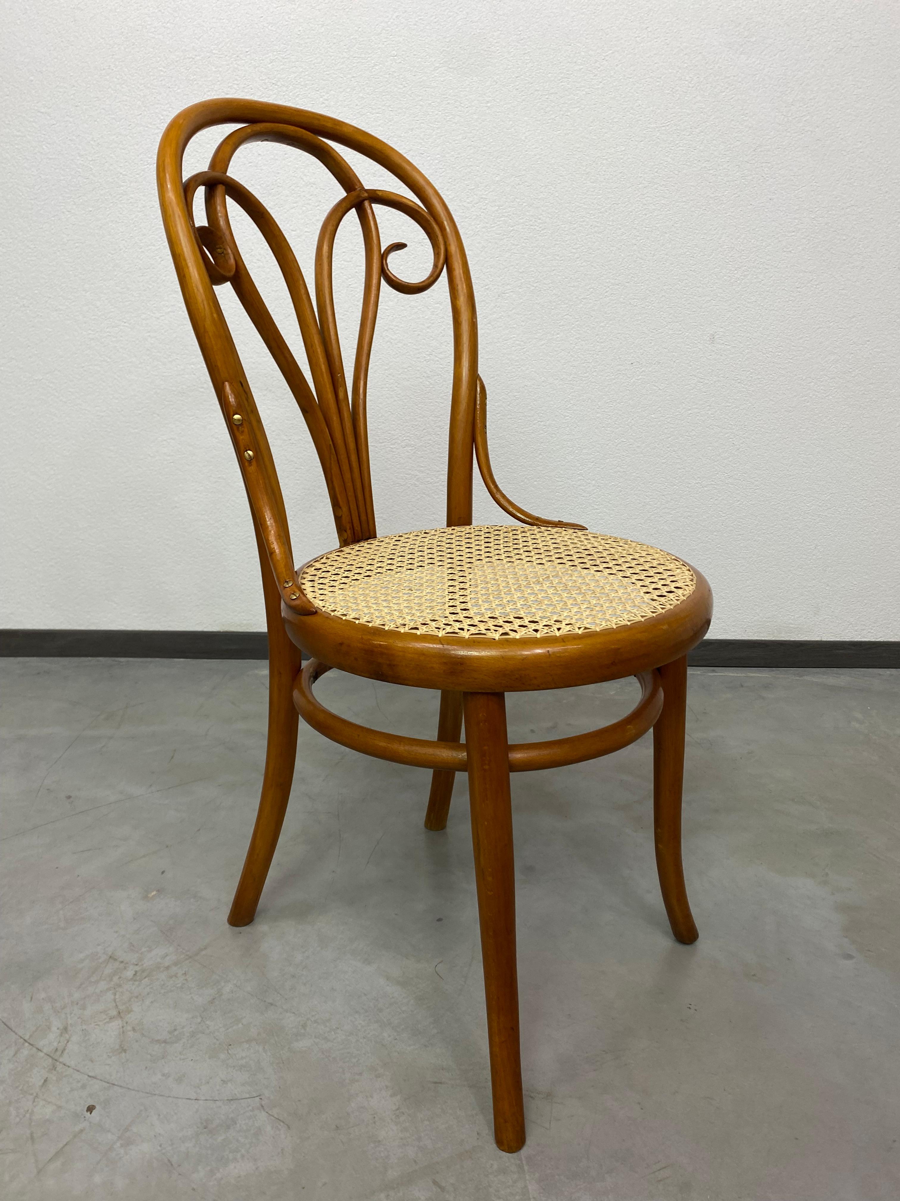Bentwood dining chair by Löbl Wieisskirchen professionally stained and repolished.