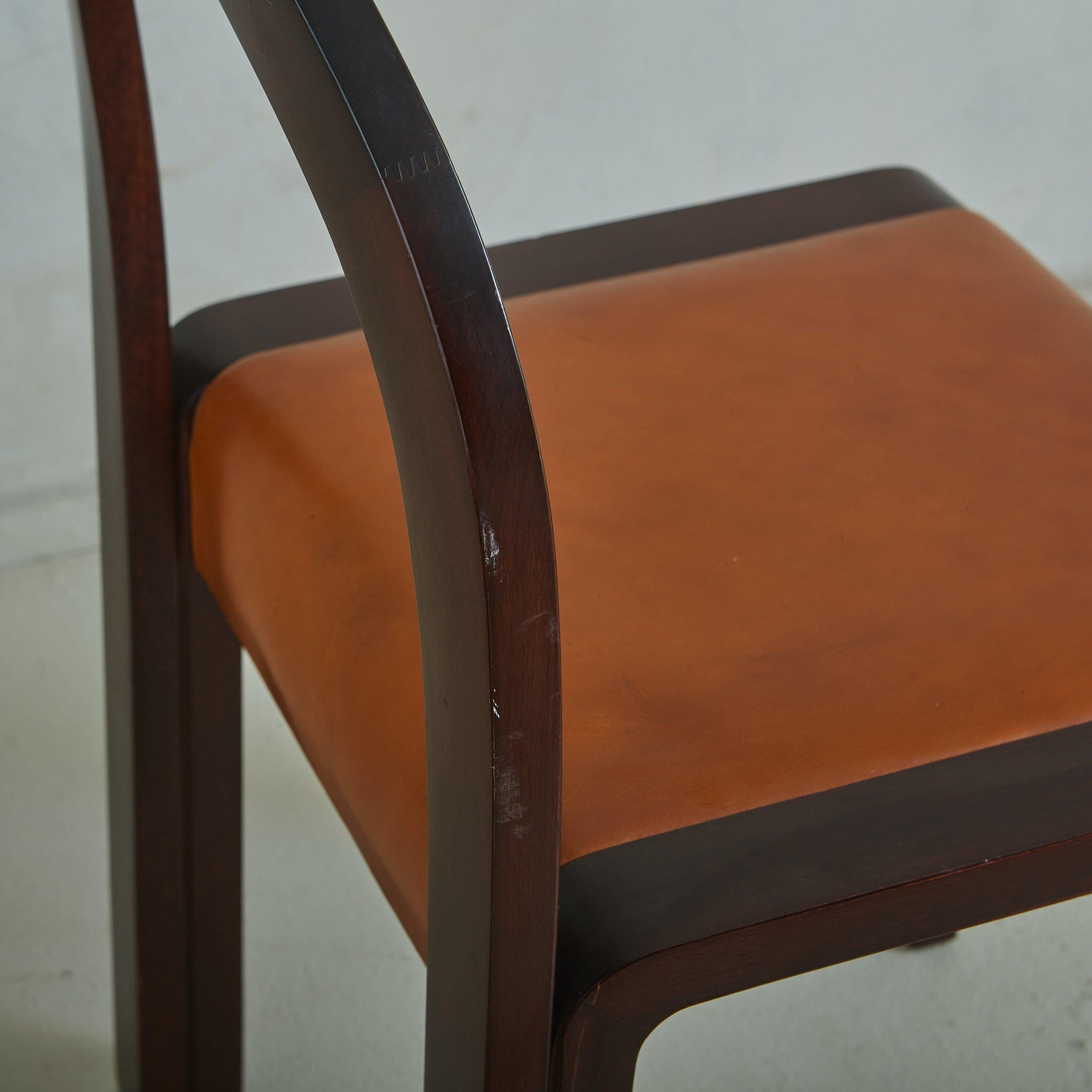 Bentwood Dining Chair with Cognac Leather Seats, Italy 1980s - 4 Available 6