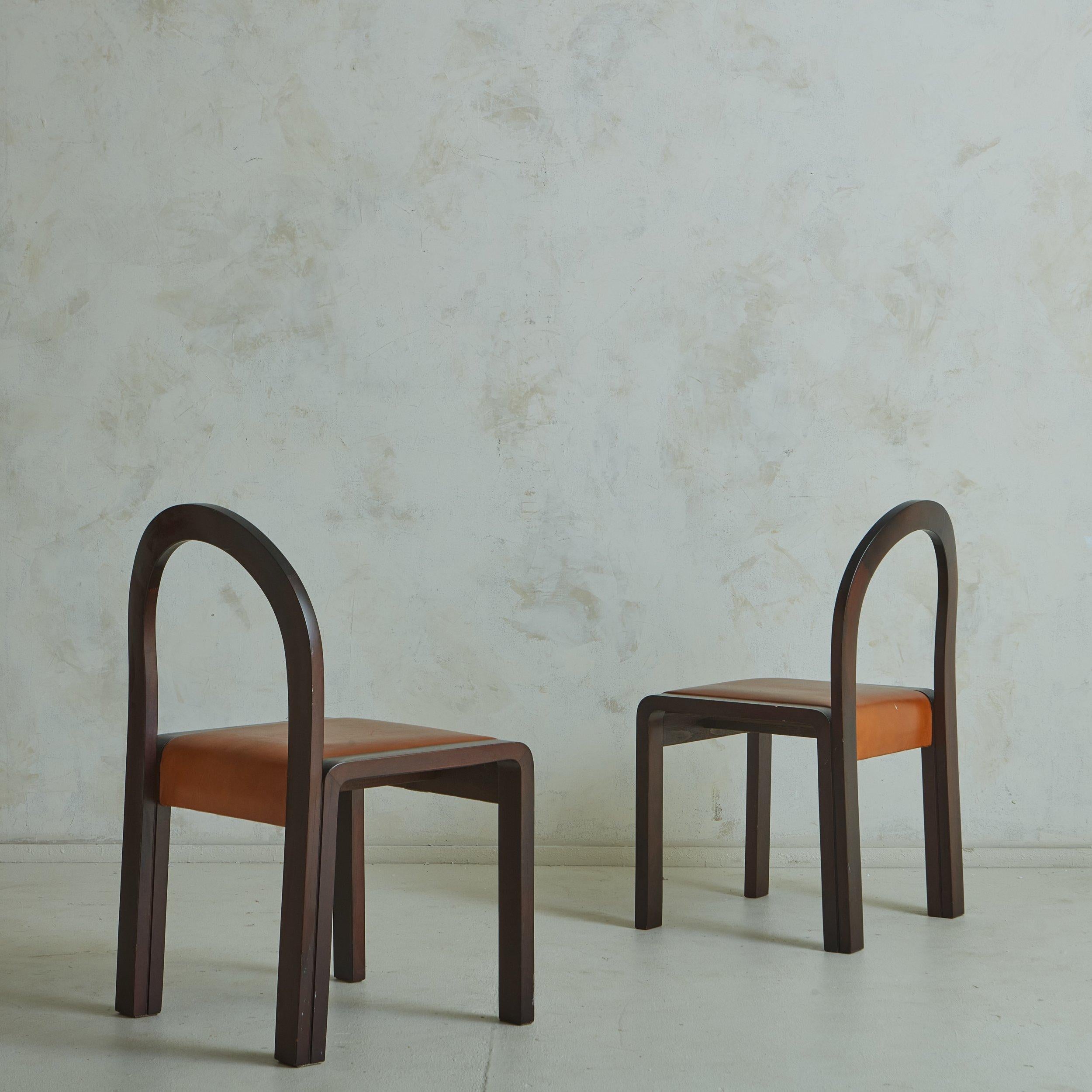 Bentwood Dining Chair with Cognac Leather Seats, Italy 1980s - 4 Available In Good Condition In Chicago, IL