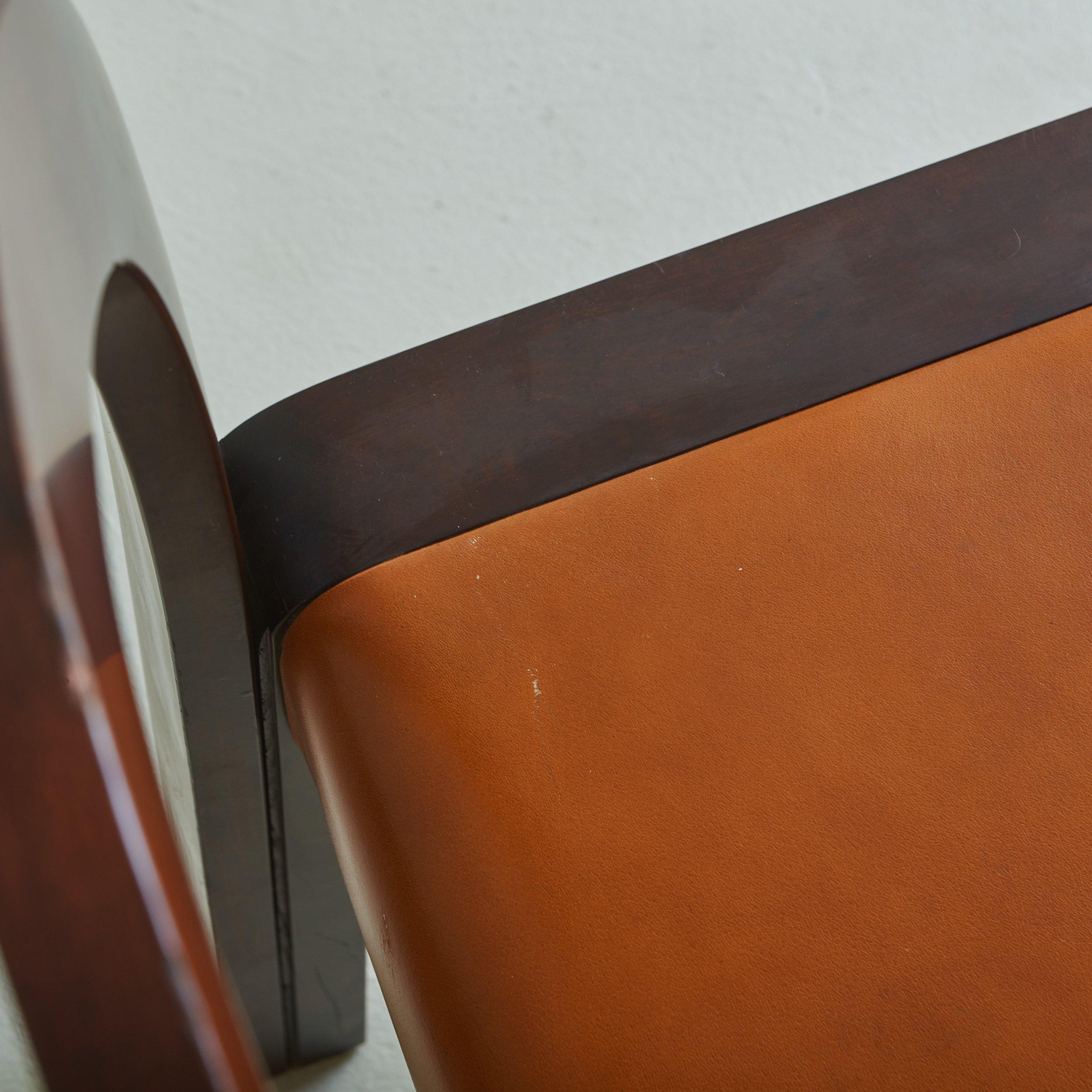 Late 20th Century Bentwood Dining Chair with Cognac Leather Seats, Italy 1980s - 4 Available