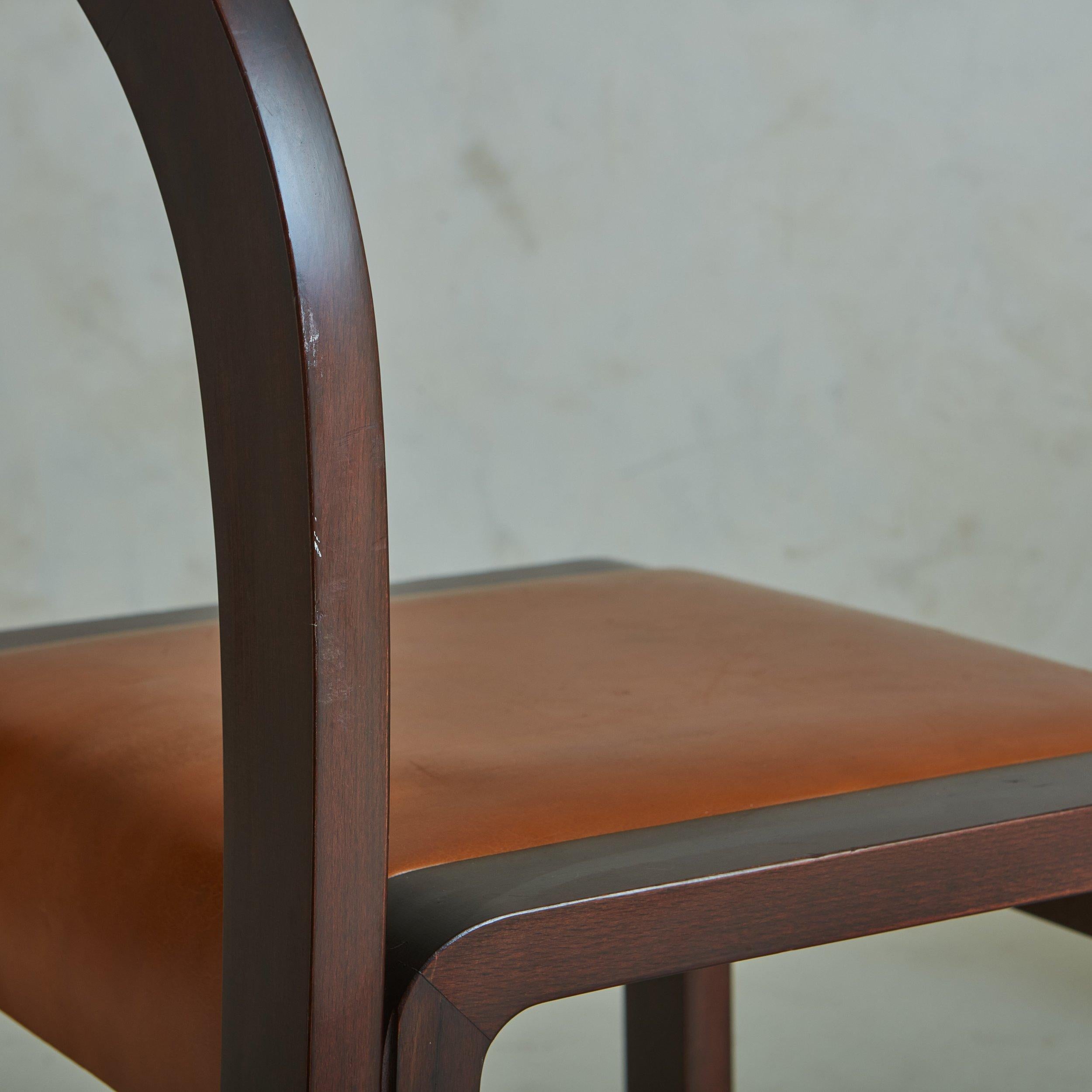 Bentwood Dining Chair with Cognac Leather Seats, Italy 1980s - 4 Available 3