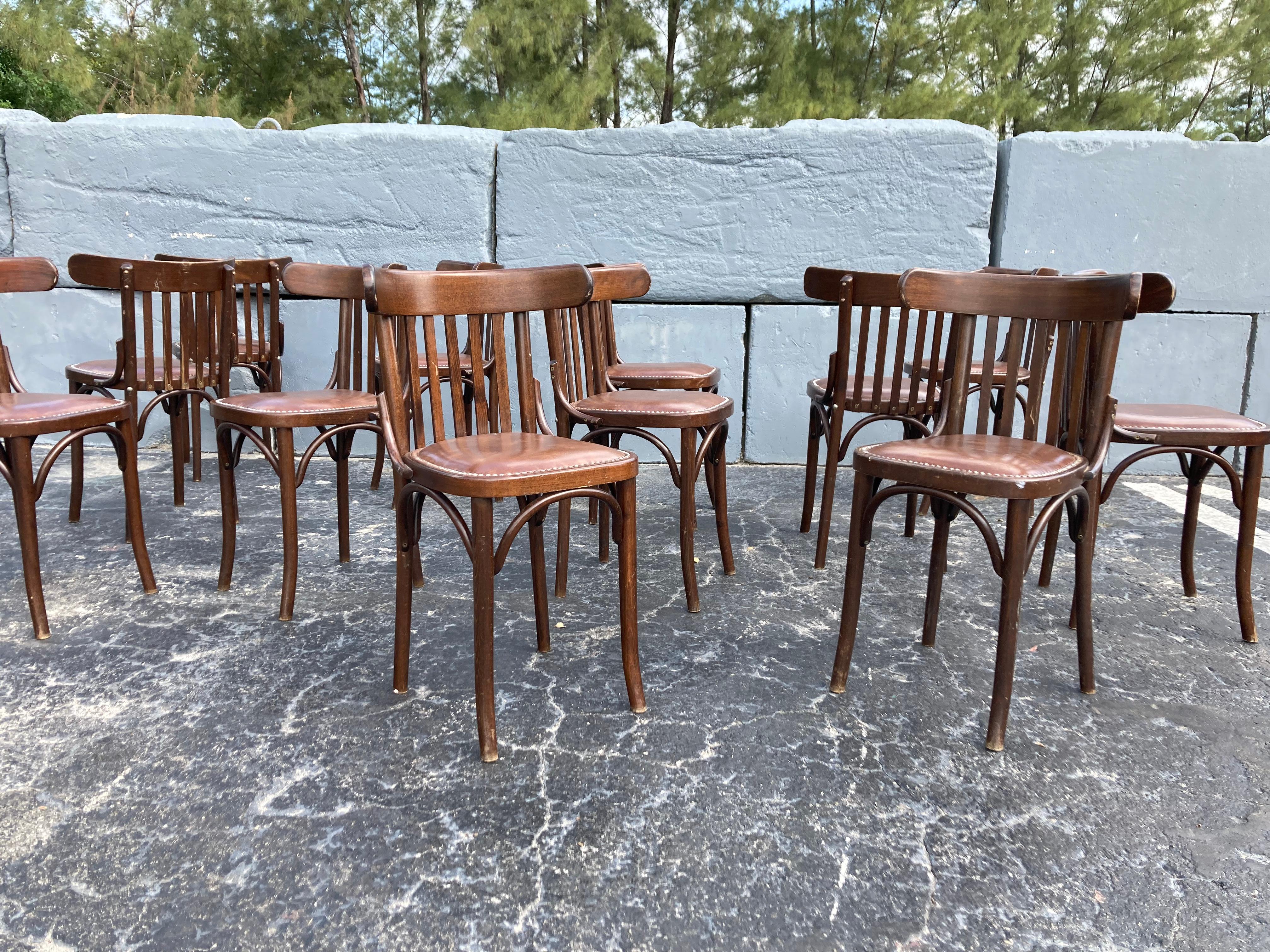 Six Bentwood Dining Chairs by Berc Antoine, Cafe, France, Thonet Style 4