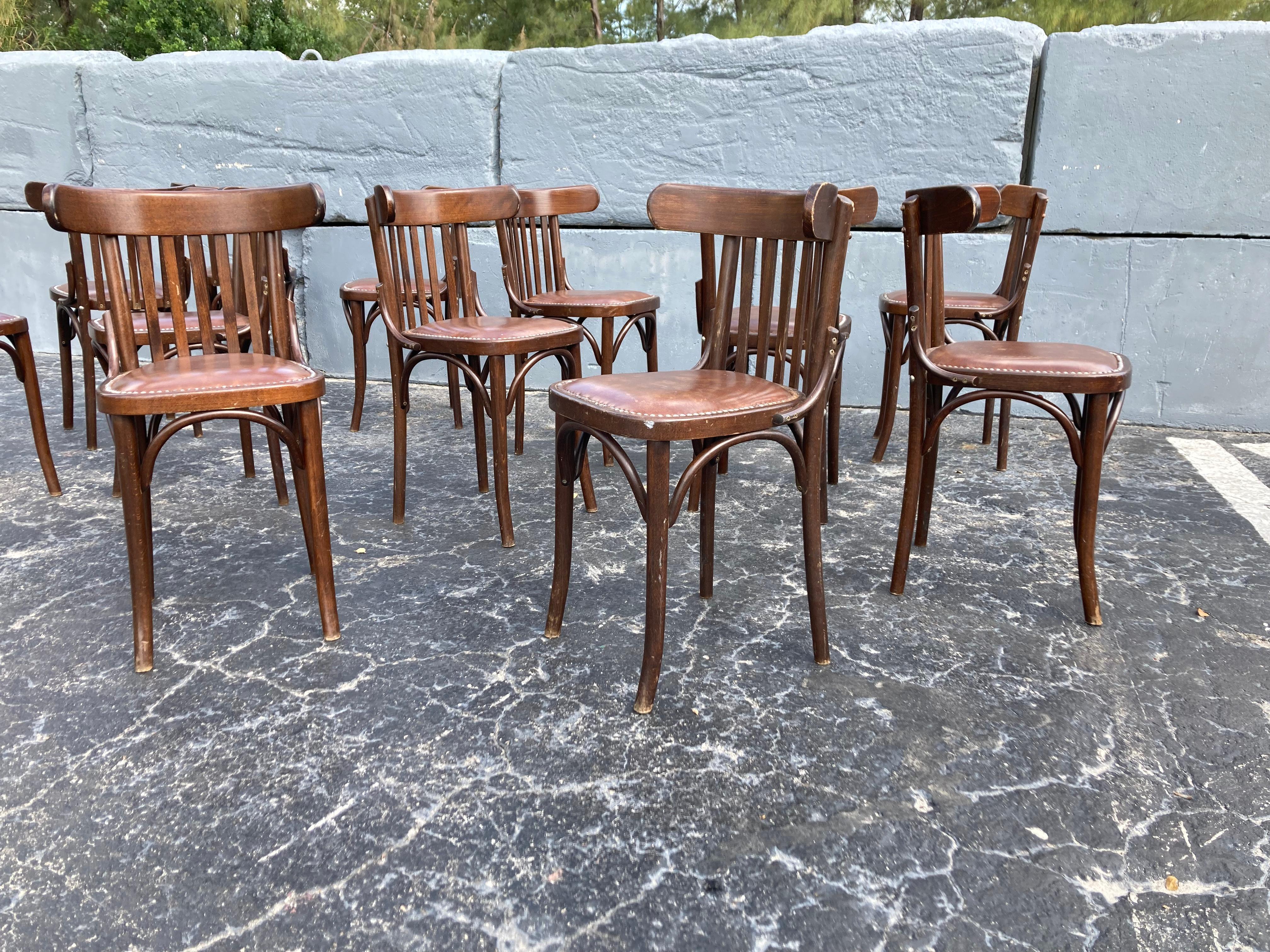 Six Bentwood Dining Chairs by Berc Antoine, Cafe, France, Thonet Style 5