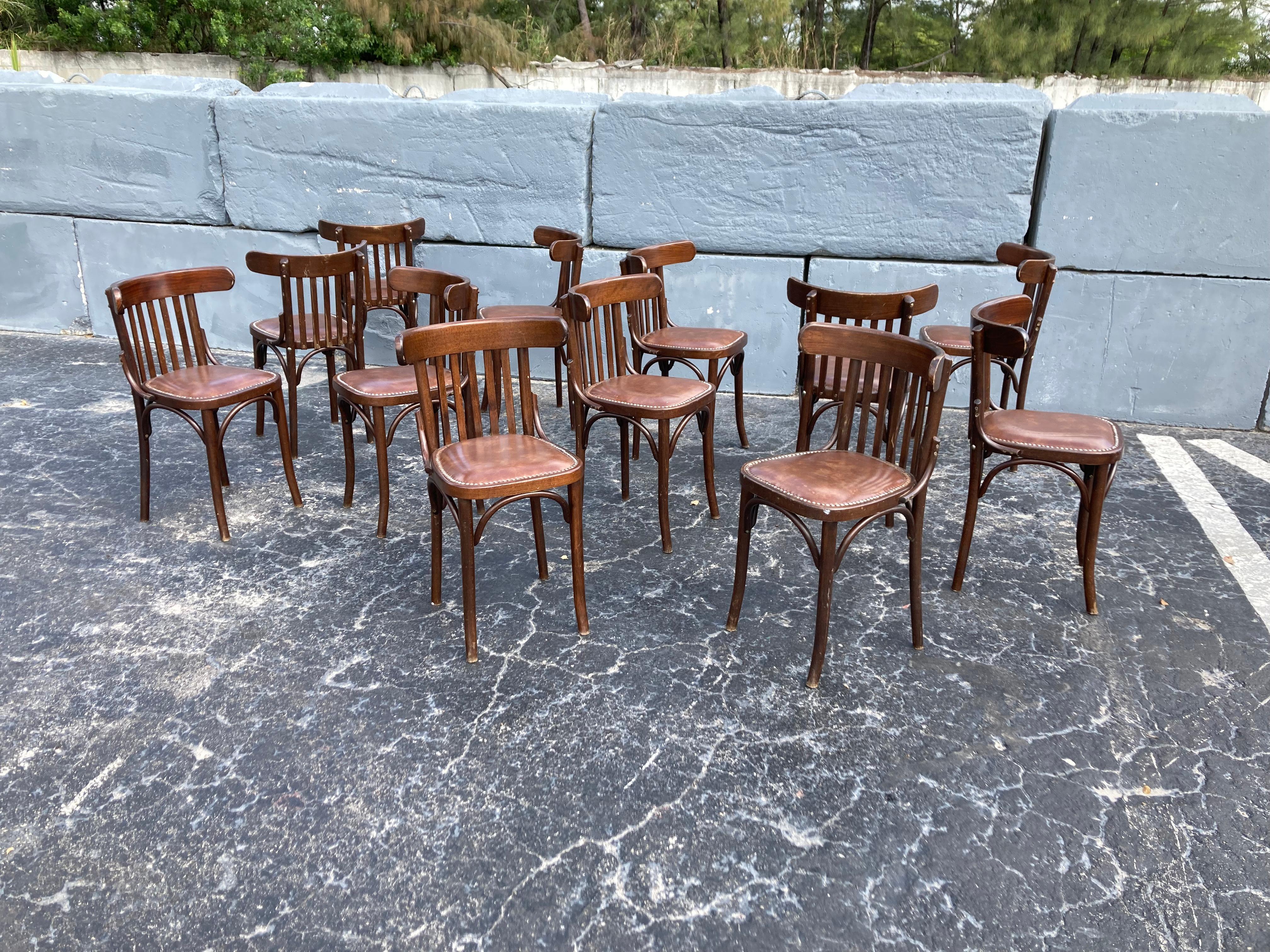 Six Bentwood Dining Chairs by Berc Antoine, Cafe, France, Thonet Style 6