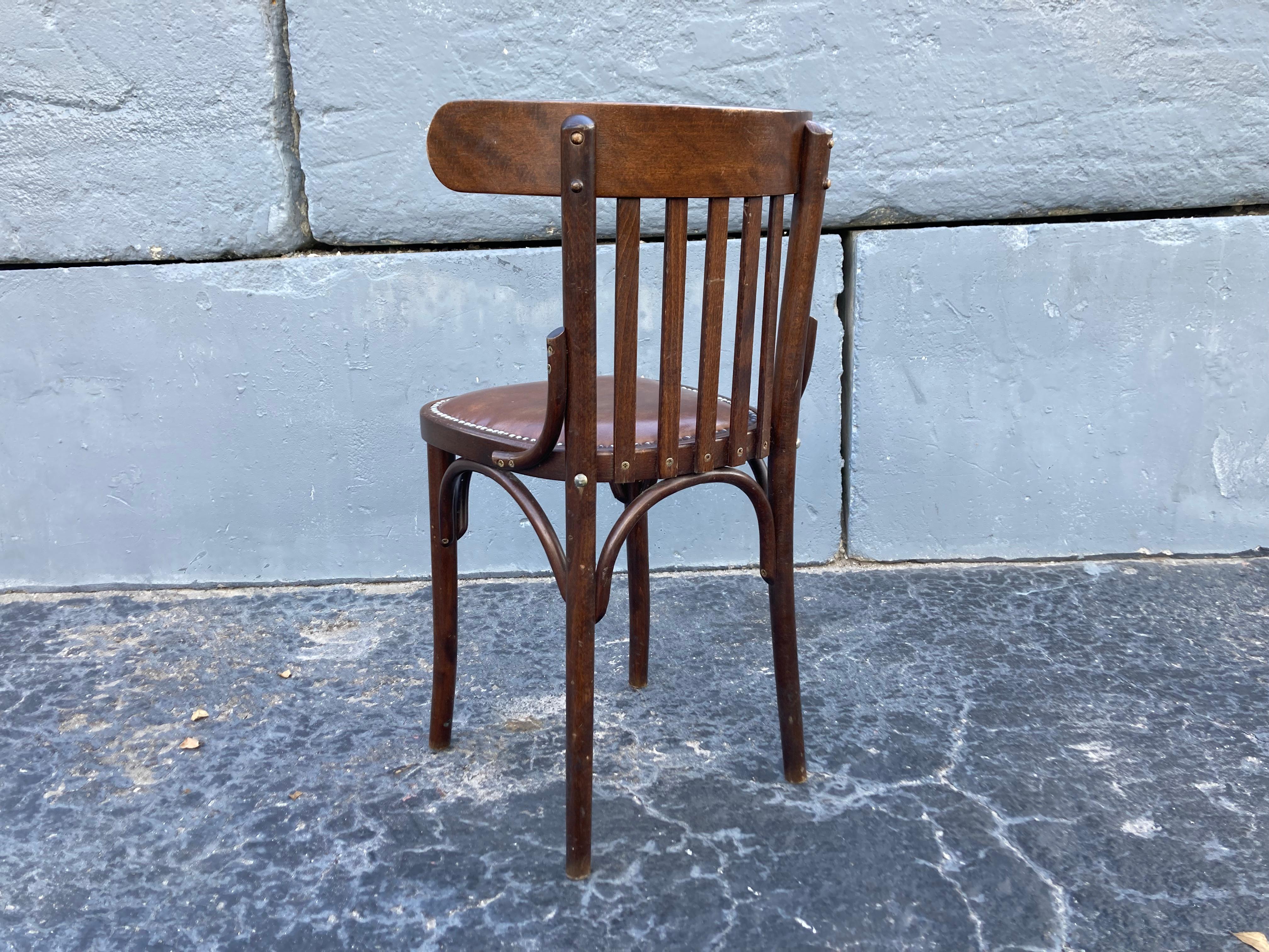 French Six Bentwood Dining Chairs by Berc Antoine, Cafe, France, Thonet Style