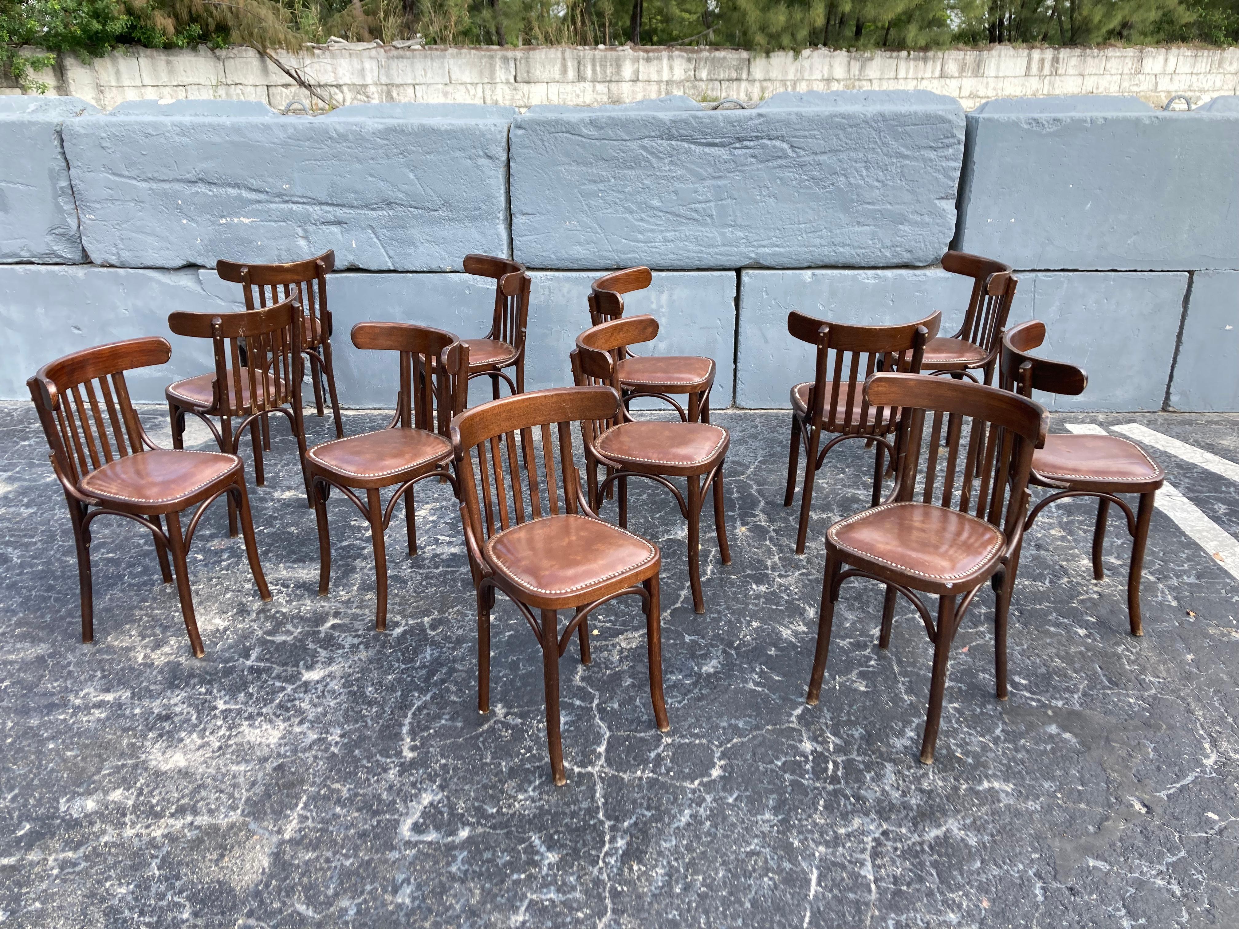 Six Bentwood Dining Chairs by Berc Antoine, Cafe, France, Thonet Style 2
