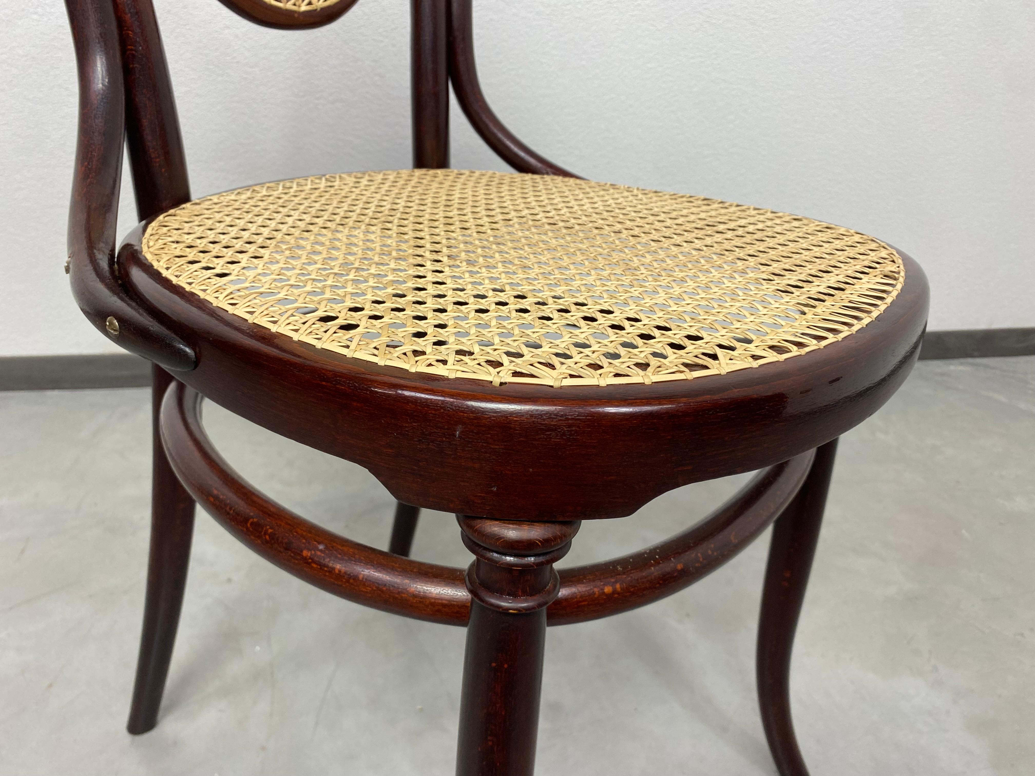 Rattan Bentwood dining room chair no.33 by J&J Kohn For Sale