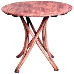 Bentwood End Table with Stripped Finish and Cross Leg Design