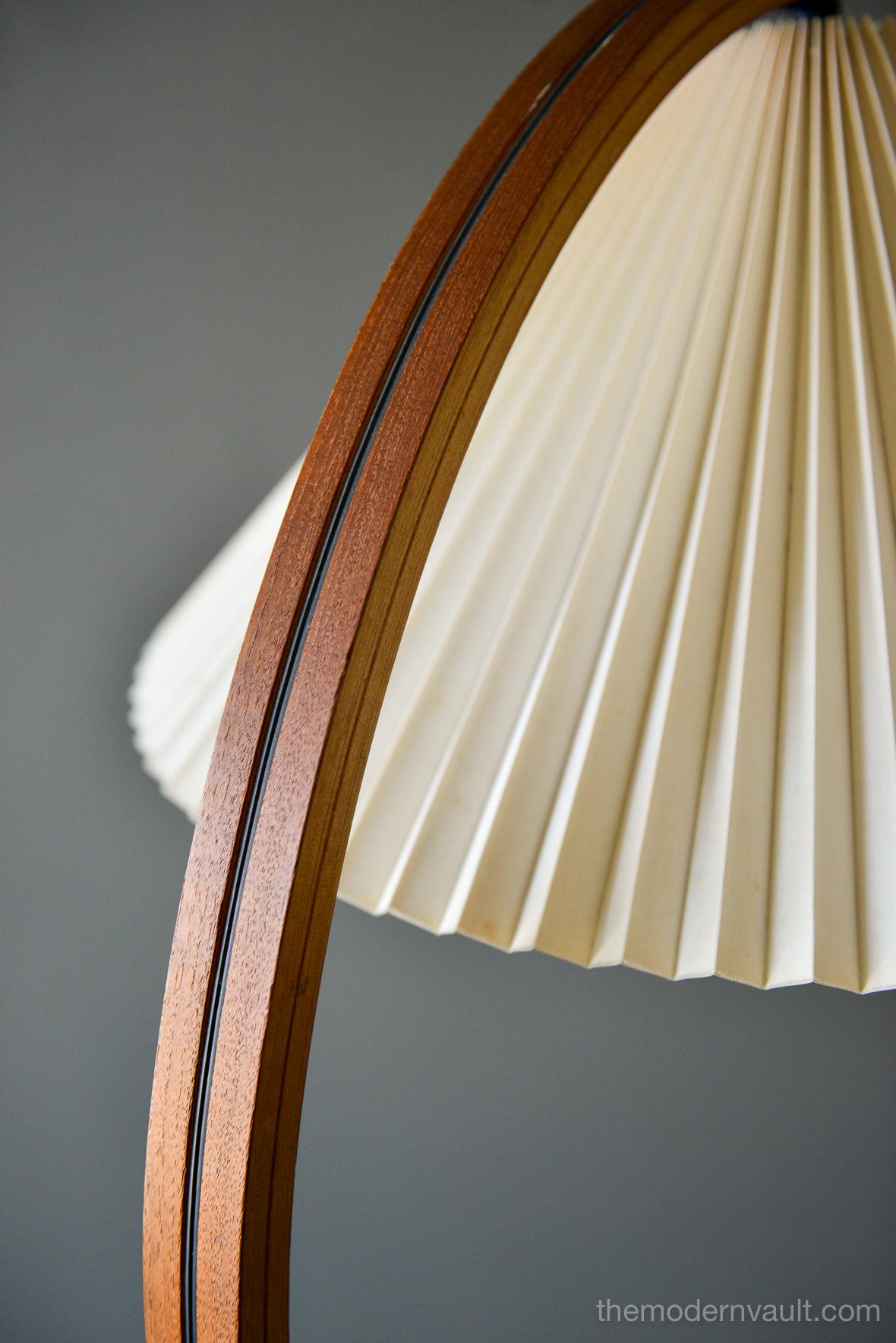 Linen Bentwood Floor Lamp by Mads Caprani of Denmark, circa 1971