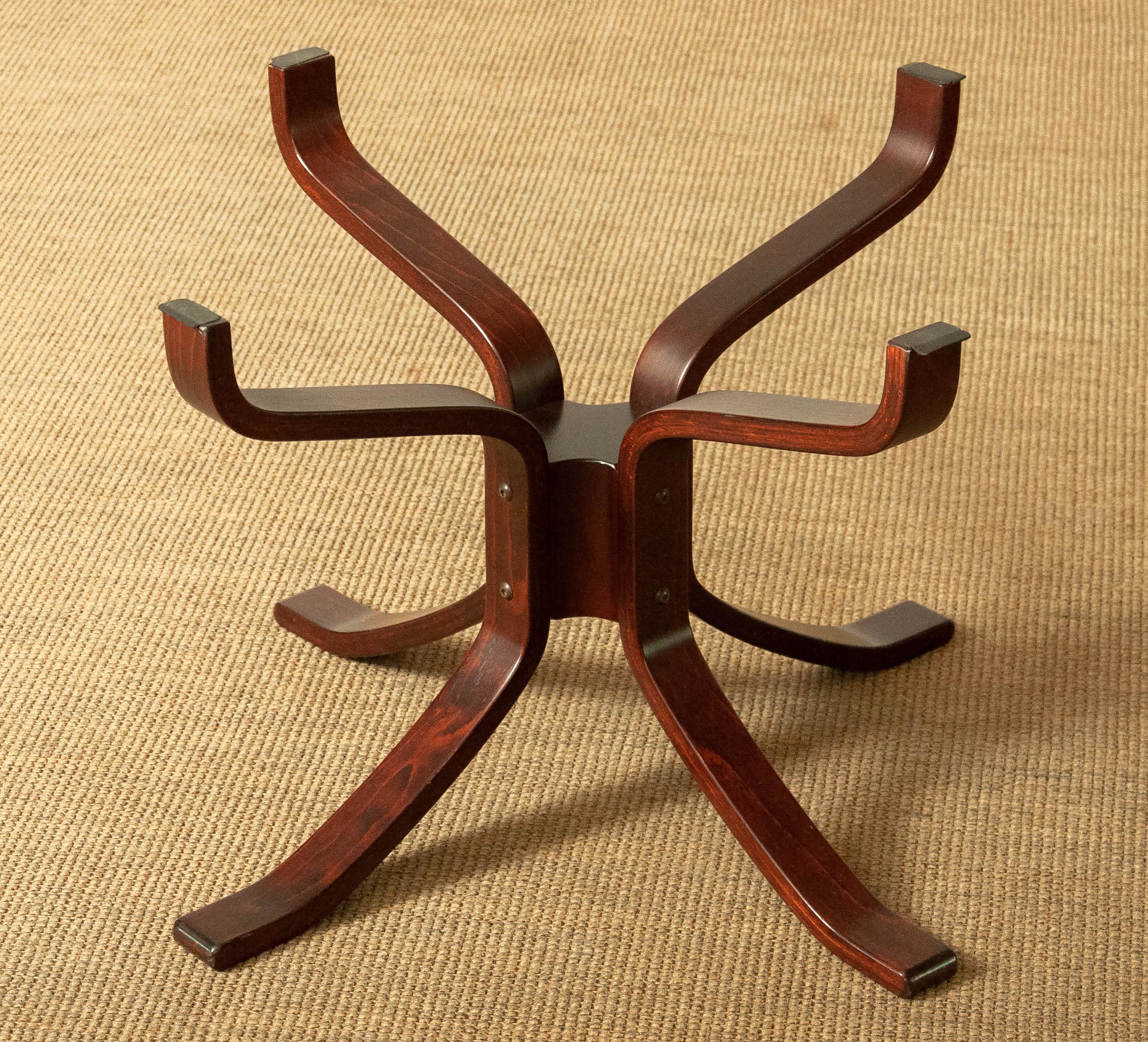 Late 20th Century Bentwood Frame With Circular Smoked Glass Coffee Table Sigurd Ressell For Vatne For Sale