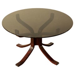 Bentwood Frame With Circular Smoked Glass Coffee Table Sigurd Ressell For Vatne