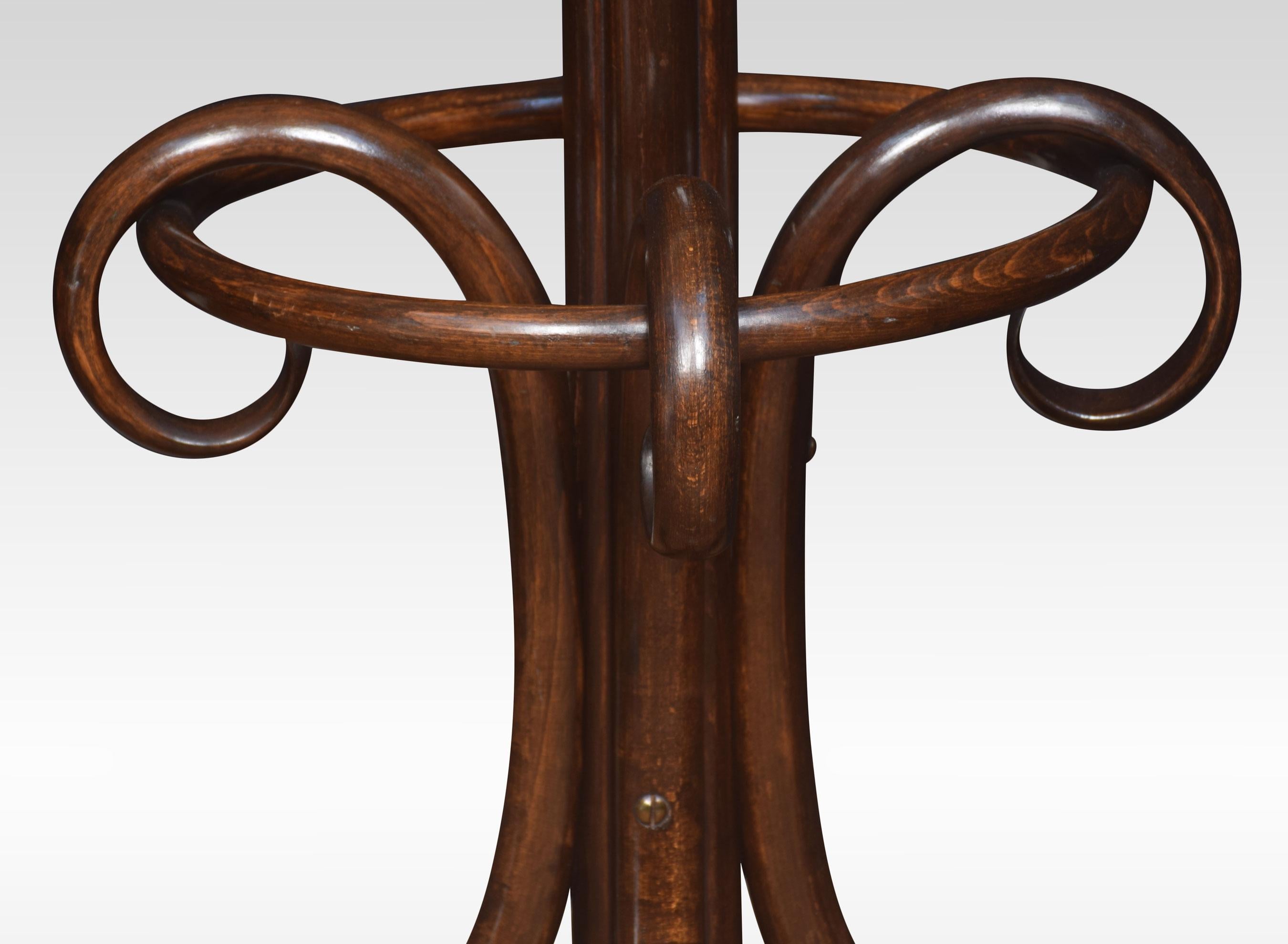 Late 19th-century bentwood hall or hat stand. The top section having shaped supports above the large central column to the base having four similar shaped supports
Dimensions
Height 80 inches
Width 28 inches
Depth 28 inches.
