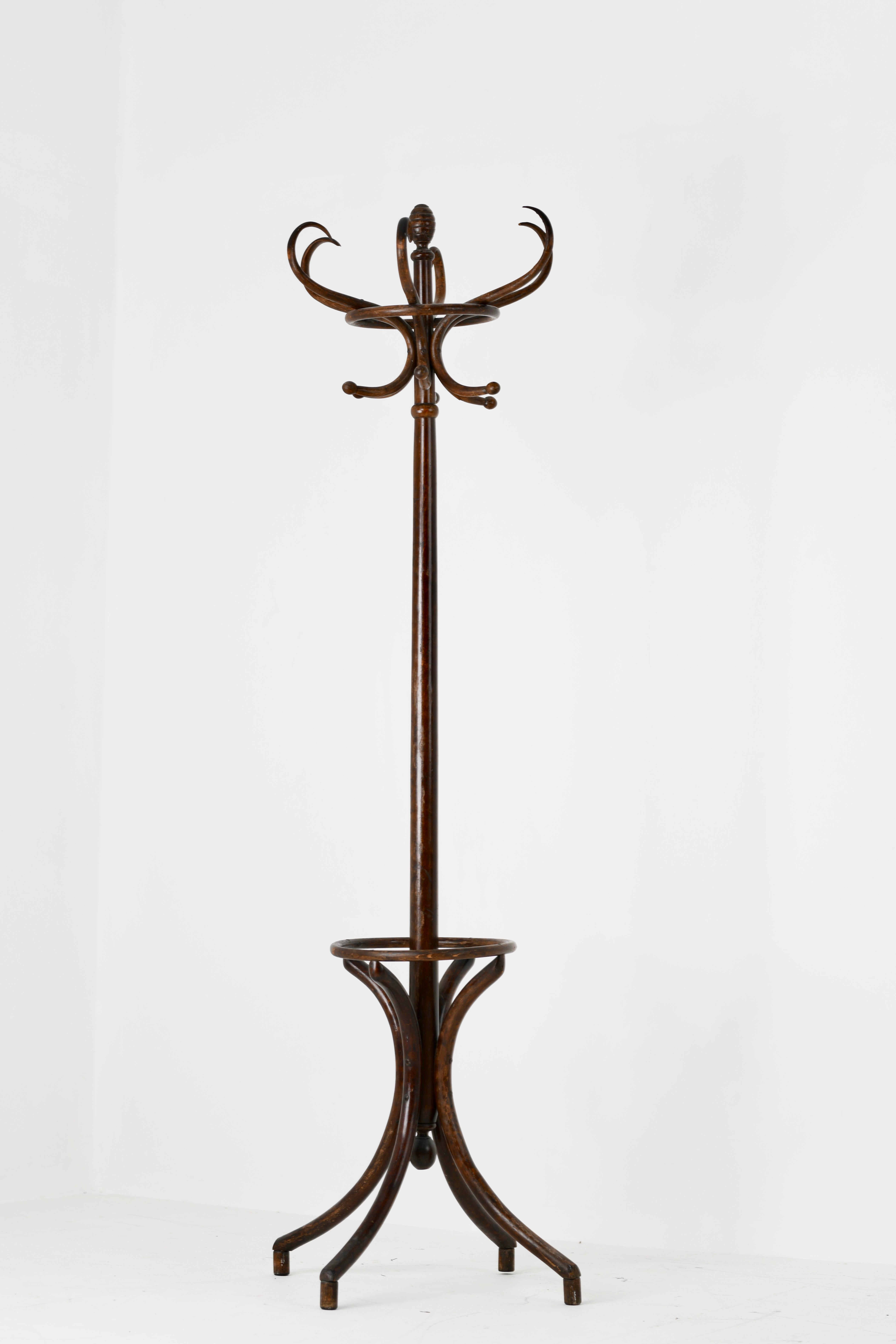 Bentwood hat and coat stand dating from the 1940s good patiantion and attribute to Thonet.
  