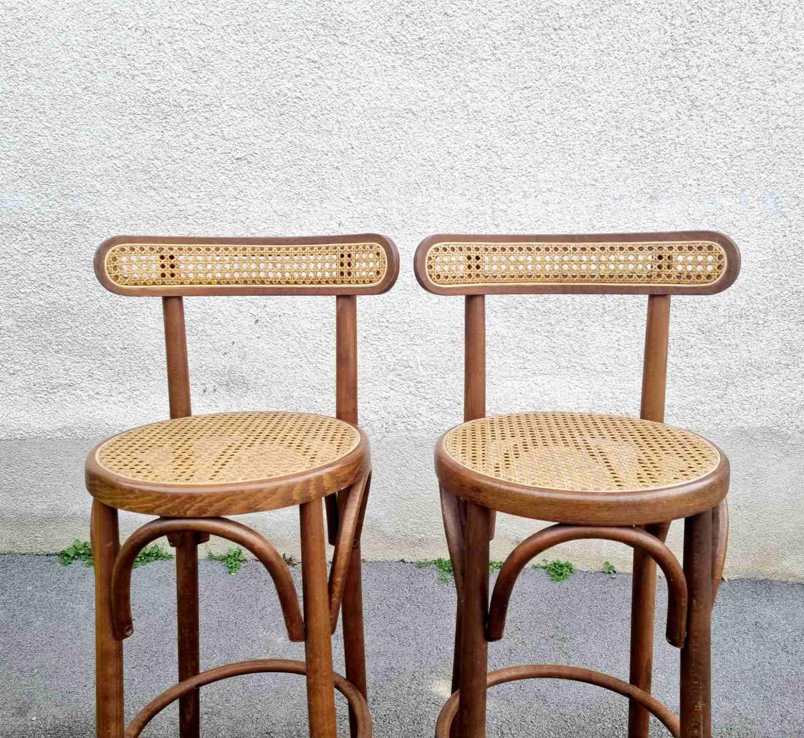 Bentwood High Bar Stools in Thonet style, Italy, 1970s, Set of 2 4