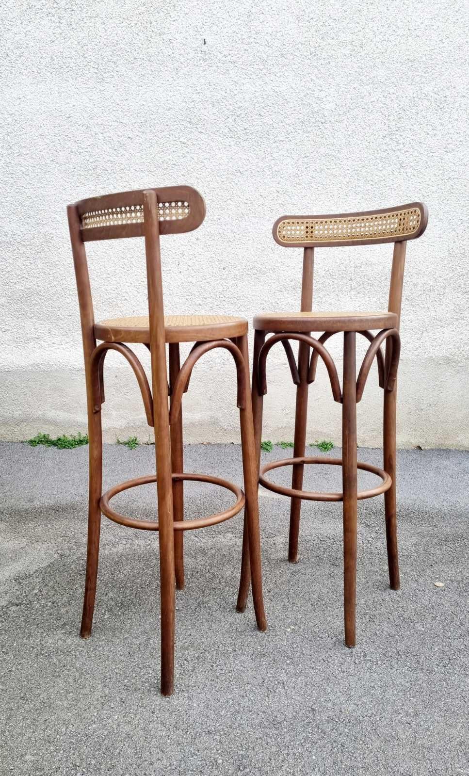 Italian Bentwood High Bar Stools in Thonet style, Italy, 1970s, Set of 2