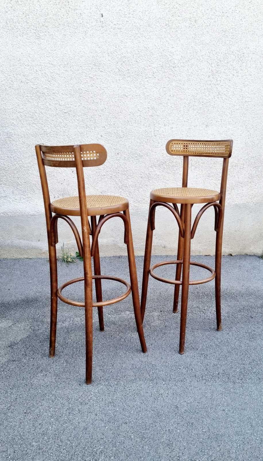 Bentwood High Bar Stools in Thonet Style, Italy 70s, Pair 3