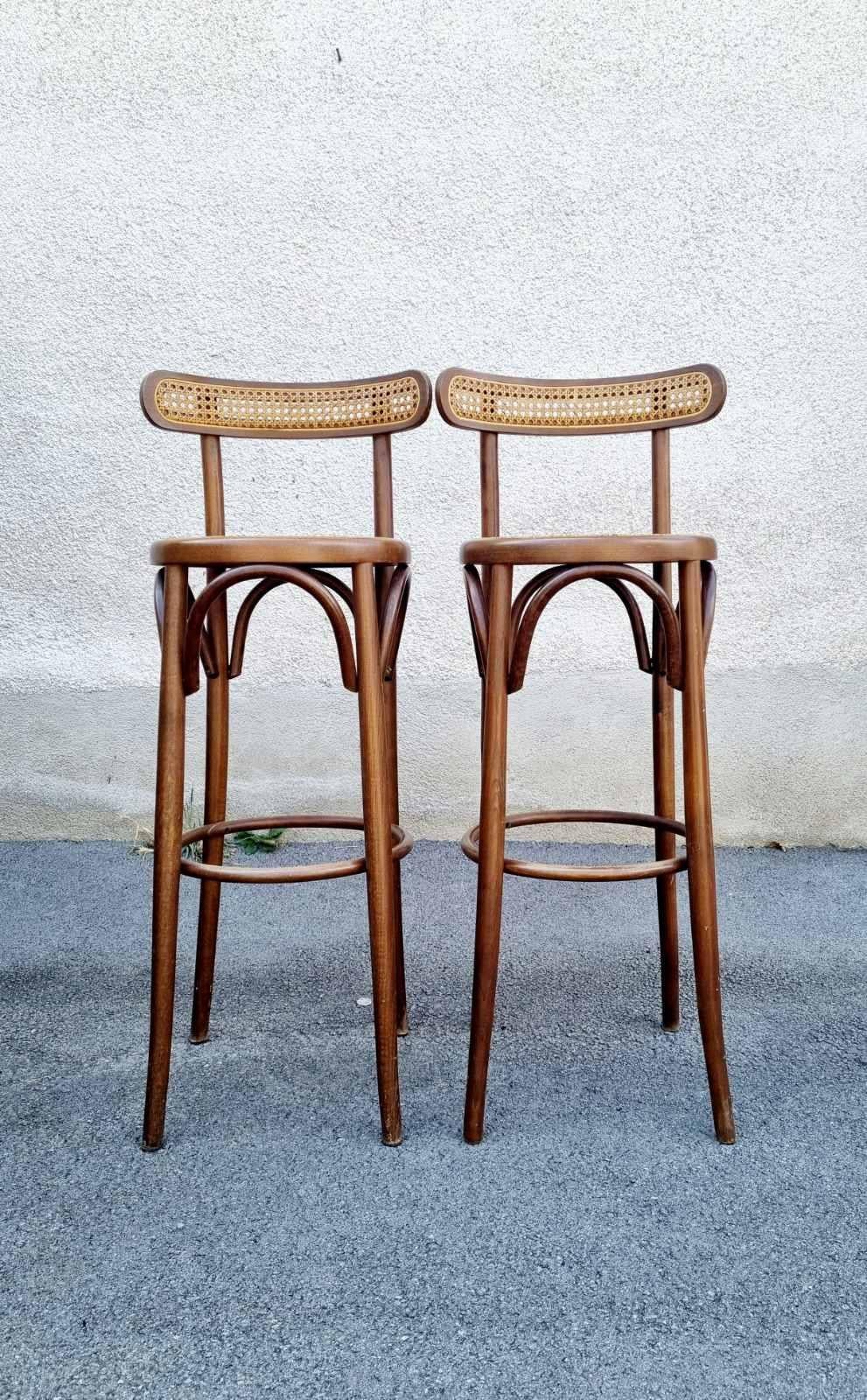 Early 20th Century Bentwood High Bar Stools in Thonet Style, Italy 70s, Pair