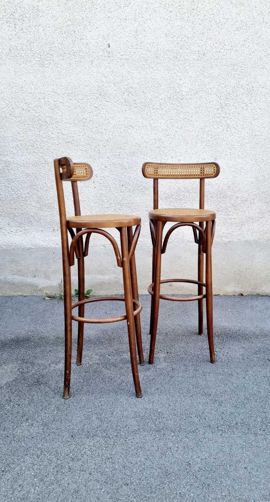 Bentwood High Bar Stools in Thonet Style, Italy 70s, Pair 1