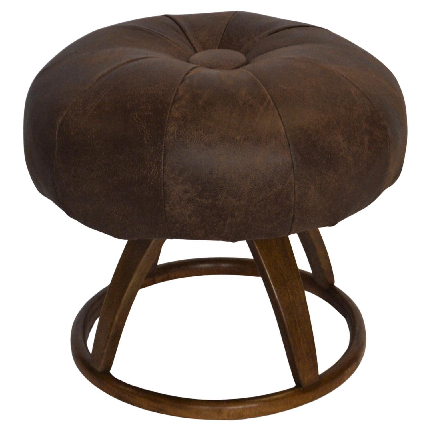 Bentwood Leather Swivel Bench/Stool For Sale