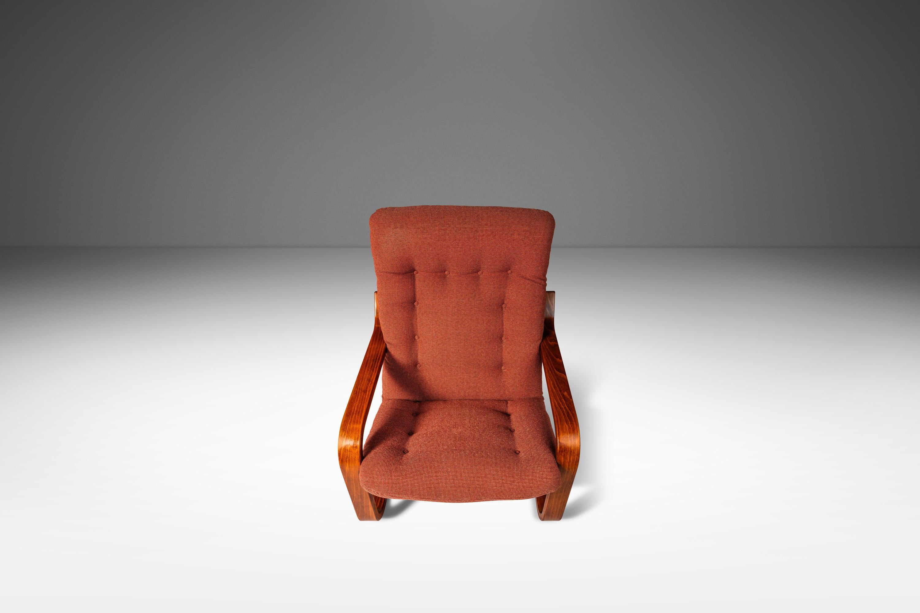 Bentwood Lounge Chair in Beech and Original Fabric by Westnofa, Norway, c. 1970s 6
