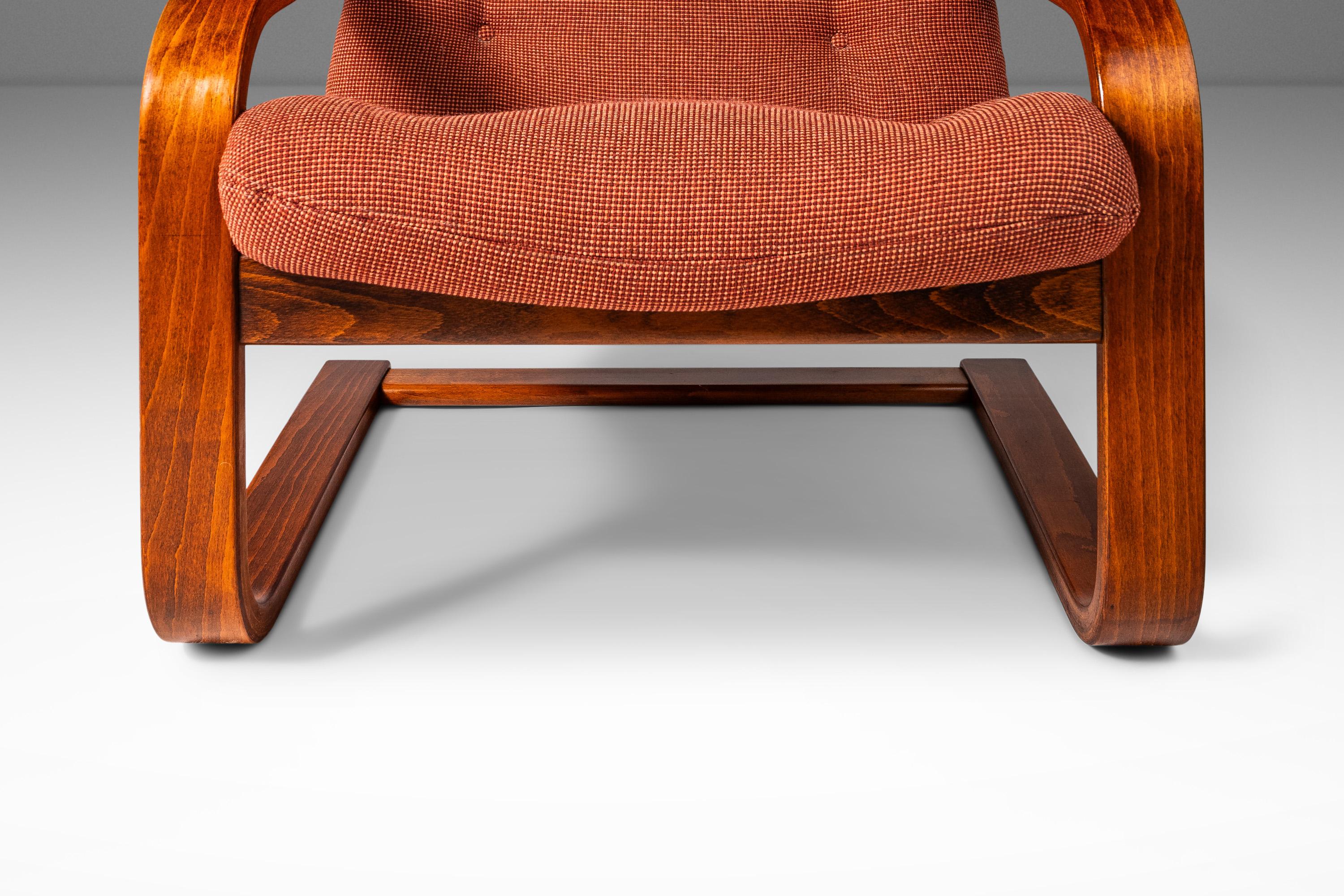 Bentwood Lounge Chair in Beech and Original Fabric by Westnofa, Norway, c. 1970s 7