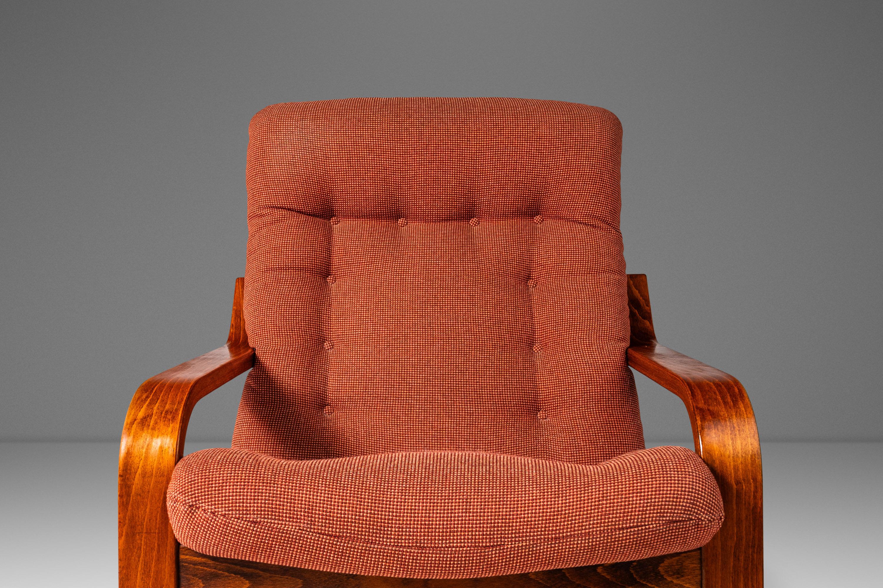 Bentwood Lounge Chair in Beech and Original Fabric by Westnofa, Norway, c. 1970s 8