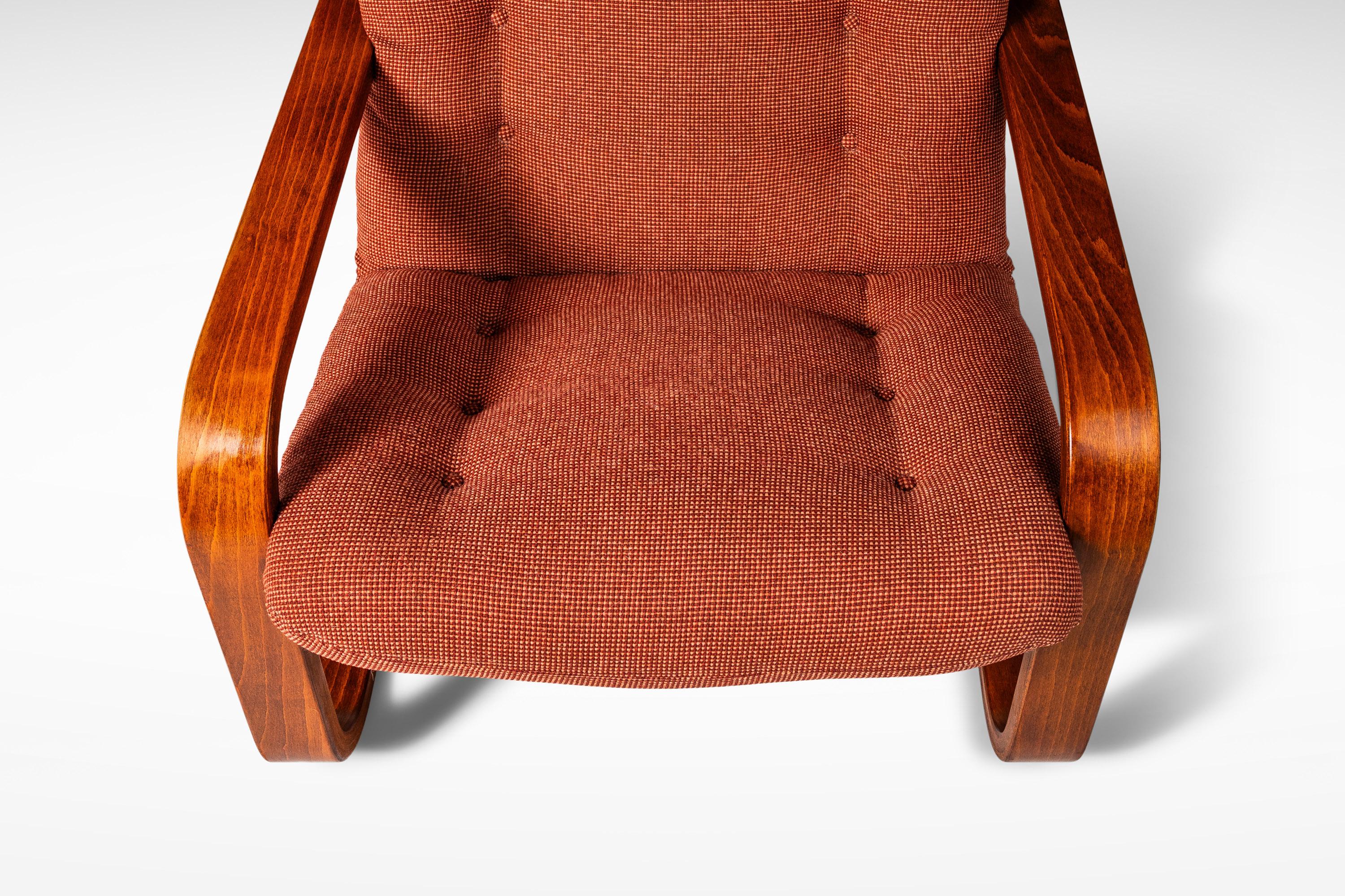 Bentwood Lounge Chair in Beech and Original Fabric by Westnofa, Norway, c. 1970s 9
