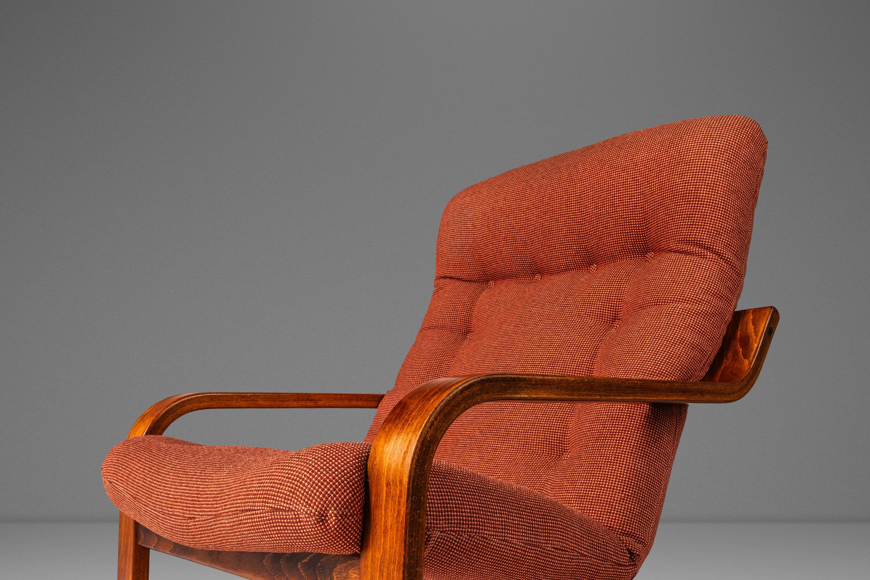 Bentwood Lounge Chair in Beech and Original Fabric by Westnofa, Norway, c. 1970s 10