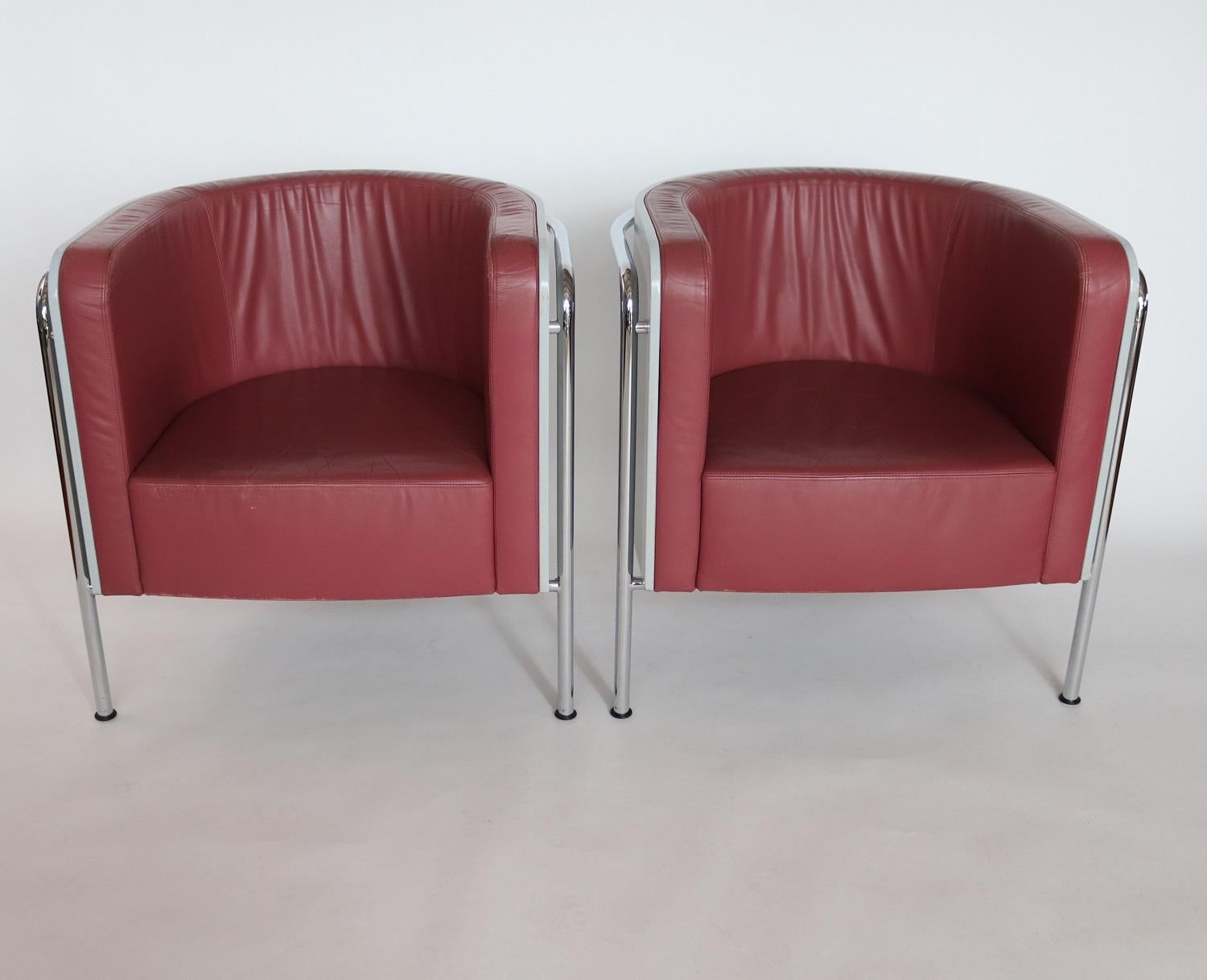Late 20th Century Lounge Chairs in Bentwood and Leather by Christoph Zschocke for Thonet, 1990s For Sale