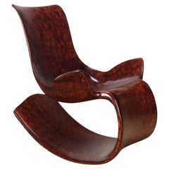 Vintage Bentwood Modern Rocking Chair with Faux Burl Finish