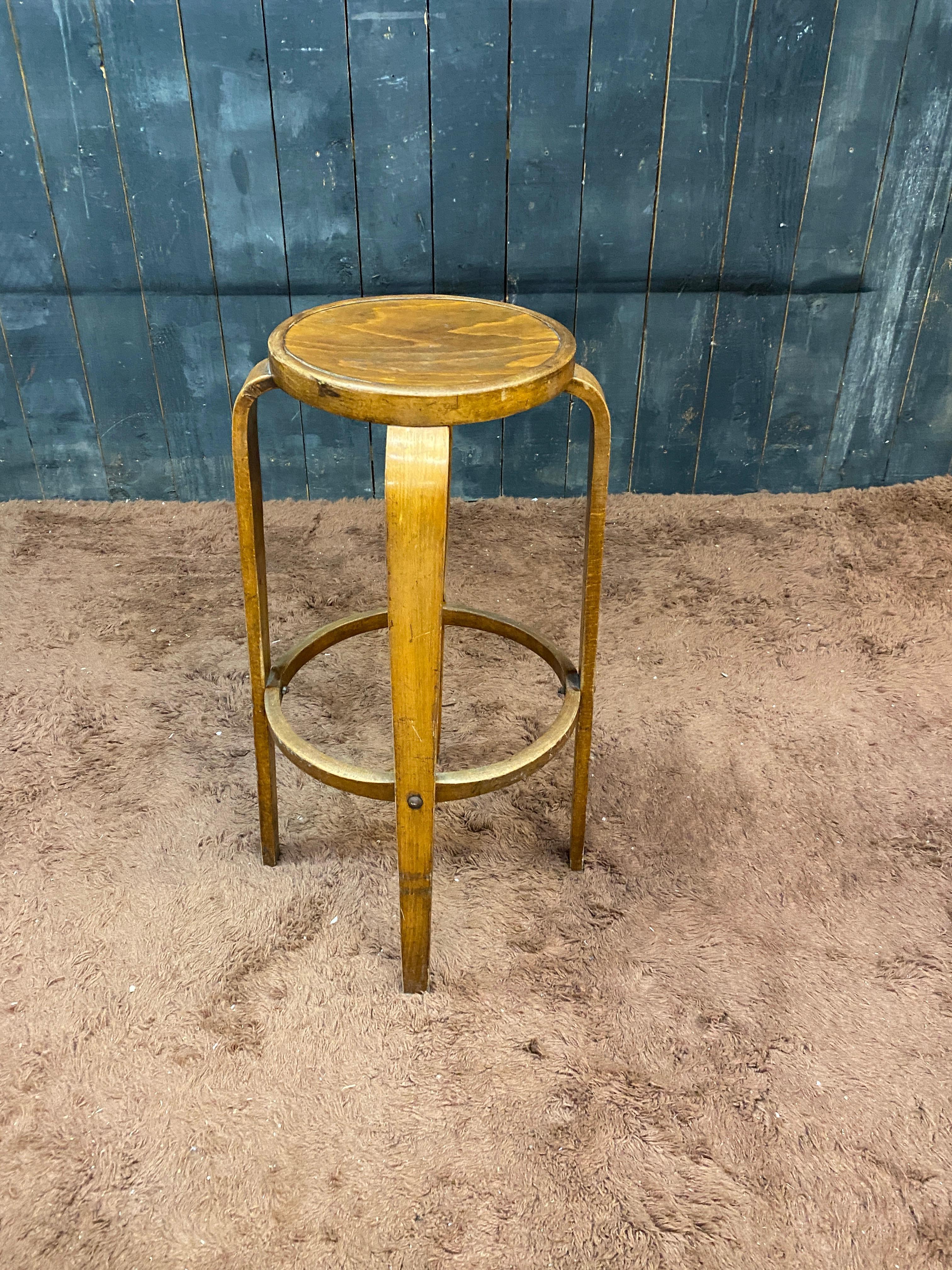 Bugholz  modernistischer Hocker um 1950 im Angebot 3