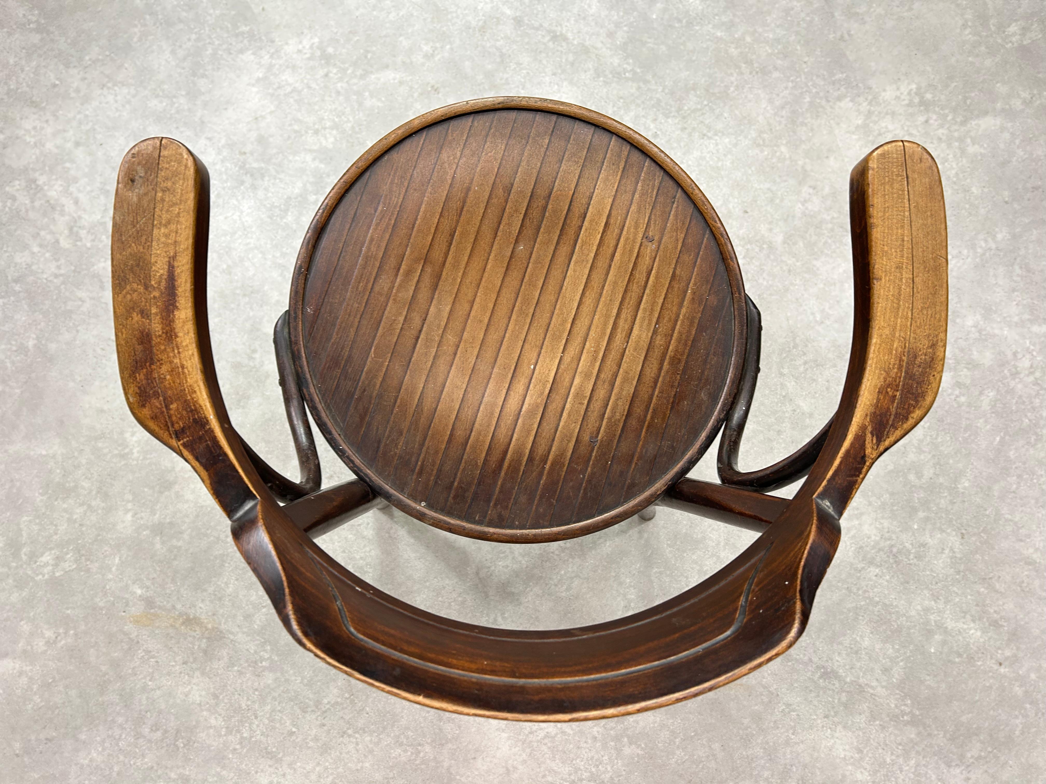 Art déco Chaise de bureau en bois courbé de Thonet Debrecen en vente