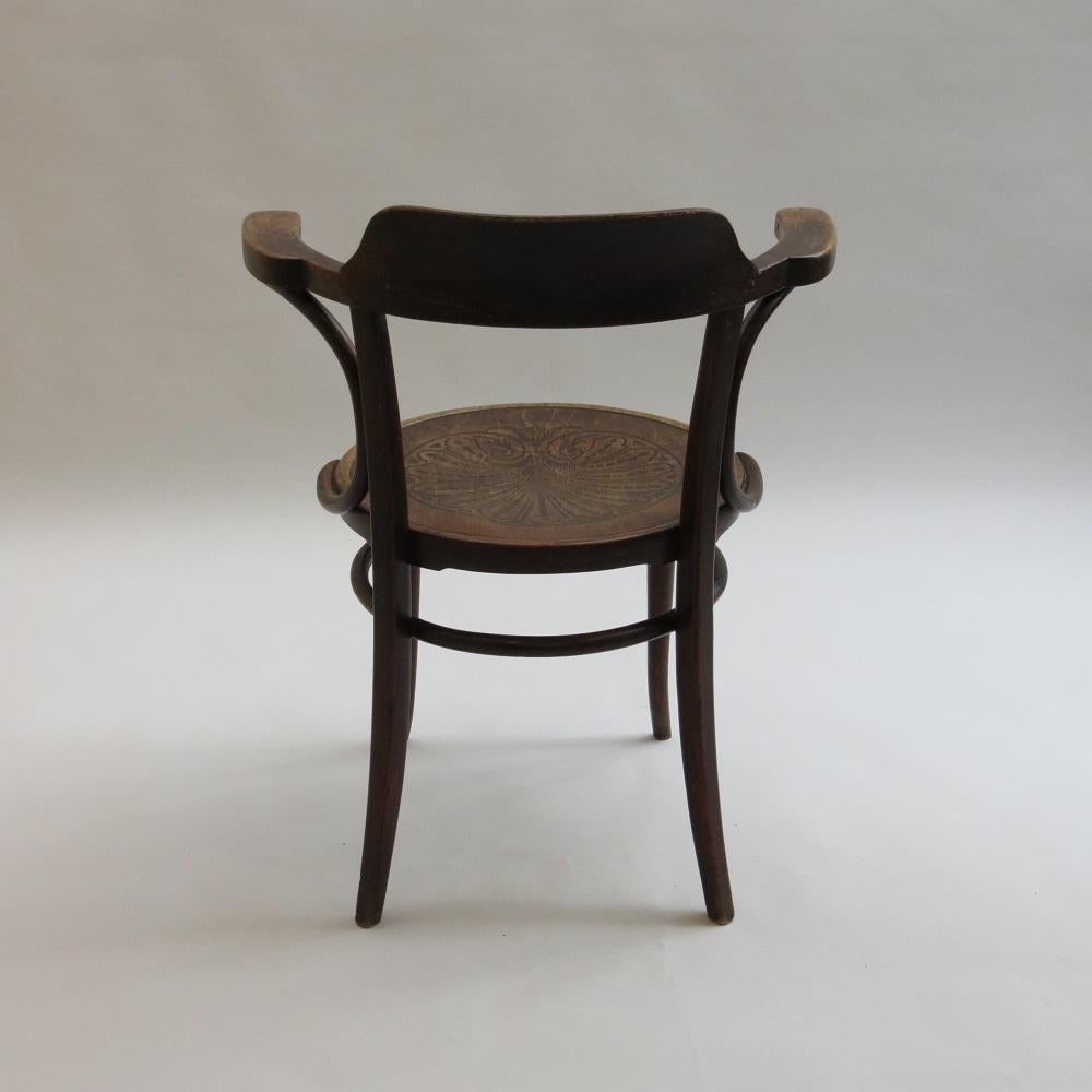 Early 20th Century Bentwood Office Chair Model Number 704 J J Kohn For Thonet 1900s Jacob Joseph  For Sale