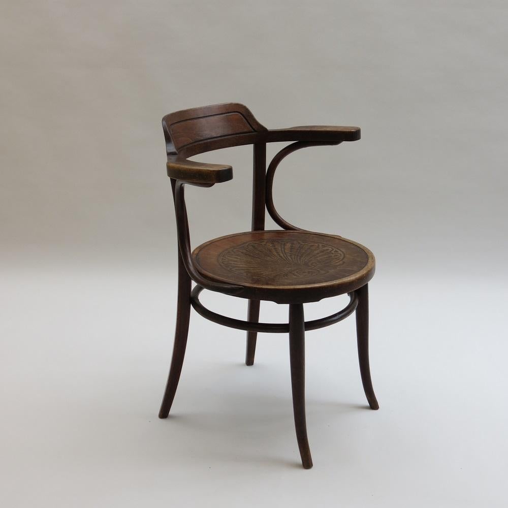 Aesthetic Movement Bentwood Office Chair Model Number 704 J J Kohn For Thonet 1900s Jacob Joseph  For Sale