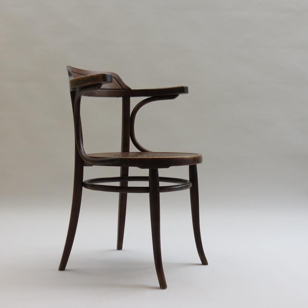 Austrian Bentwood Office Chair Model Number 704 J J Kohn For Thonet 1900s Jacob Joseph  For Sale