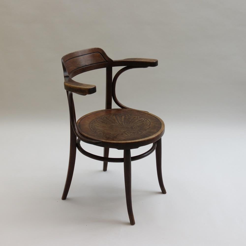 Aesthetic Movement Bentwood Office Chair Model Number 704 J J Kohn For Thonet 1900s Jacob Joseph  For Sale