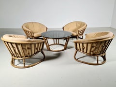 Bentwood Patio/Garden Lounge Chairs with Matching Table, France, 1970s