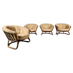 Bentwood Patio/Garden Lounge Chairs with Matching Table, France, 1970s