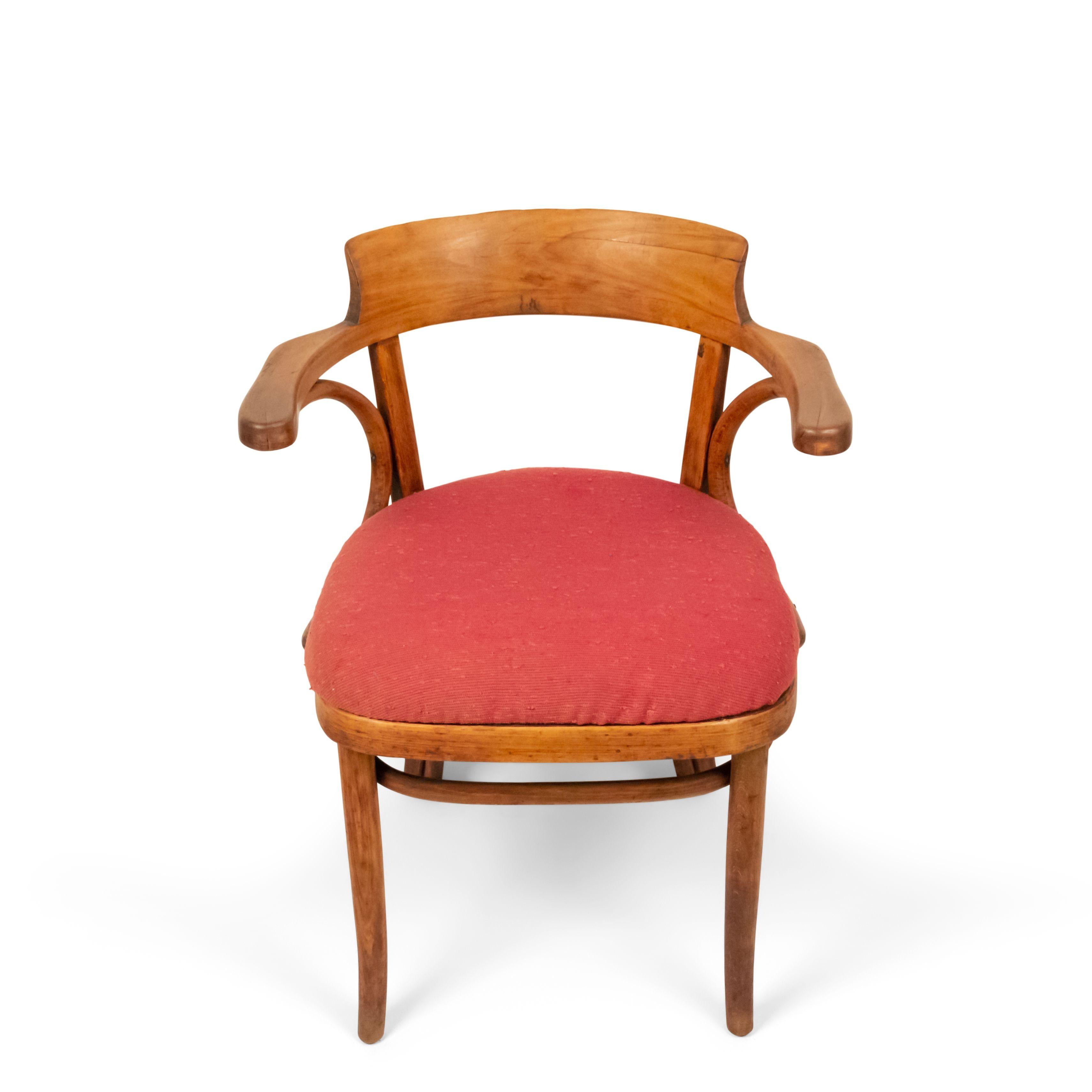 Fabric Bentwood Pine and Poplar Captains Chairs For Sale