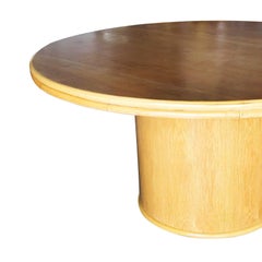 Bentwood Rattan and Oak Round Pedestal Dining Table