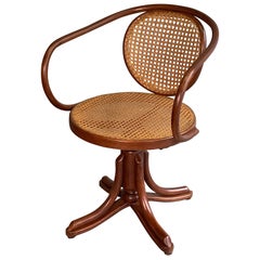 Bentwood Rattan Swivel Chair, Model 5501 by Thonet for Zpm Radomsko