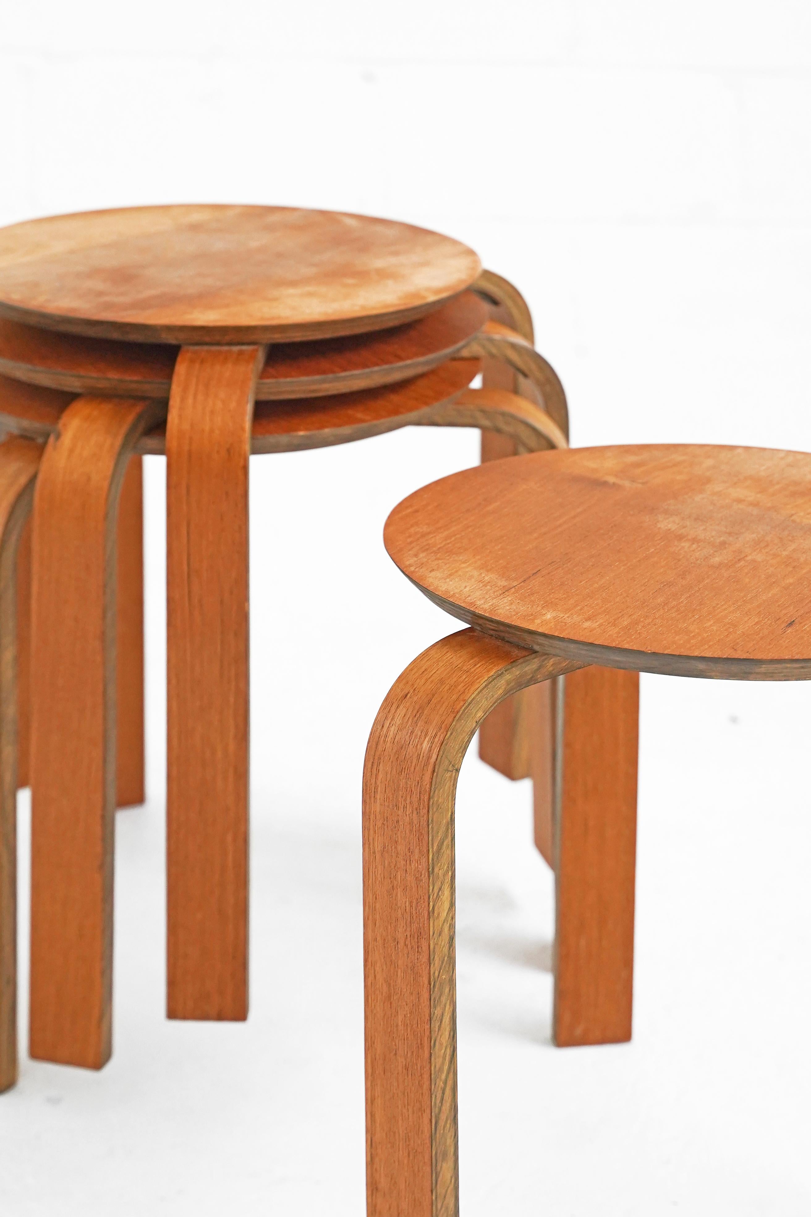 Finnish Bentwood Stool in the Style of Avlar Aalto for Artek