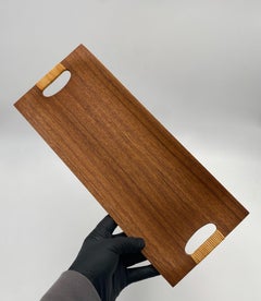 Bentwood Teak & Cane Tray, Japan, 1960's
