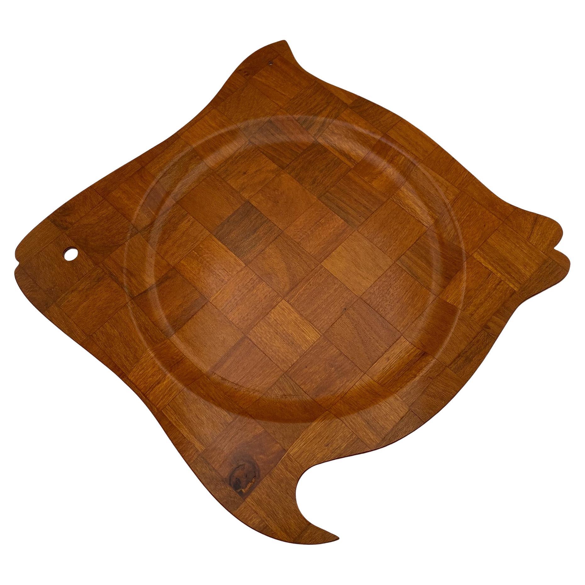 Bentwood Teak " Fish " Tray, United States, 20th Century 