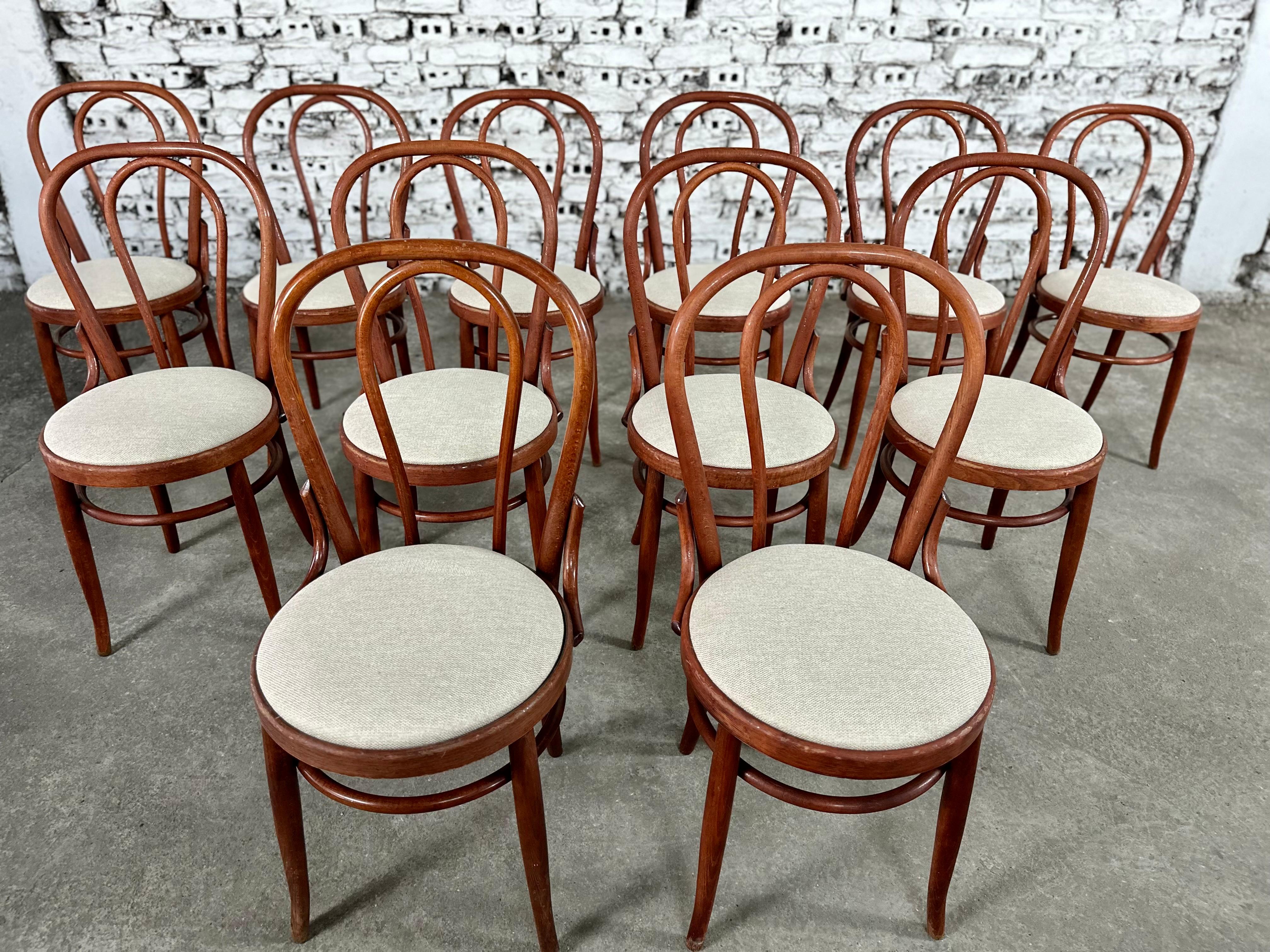 Fabric Bentwood Thonet No.14 Styled Bistro Dining Chairs Reupholstered - Set of 12