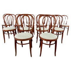 Chaises de salle à manger de style Bistro Thonet n°14 retapissées - Lot de 12