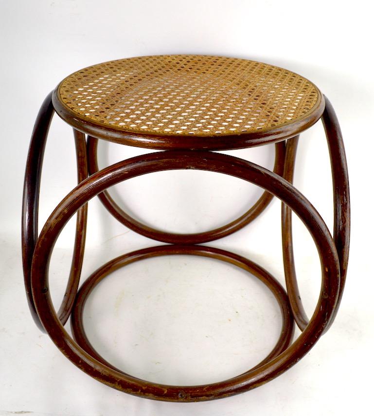 Vienna Secession Bentwood Thonet Stool with Caned Seat