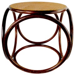 Bentwood Thonet Stool with Caned Seat