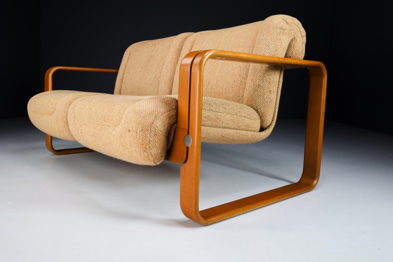 20th Century Bentwood Two Seat Sofa in Original Jute Fabric by Jan Bočan, 1960s For Sale