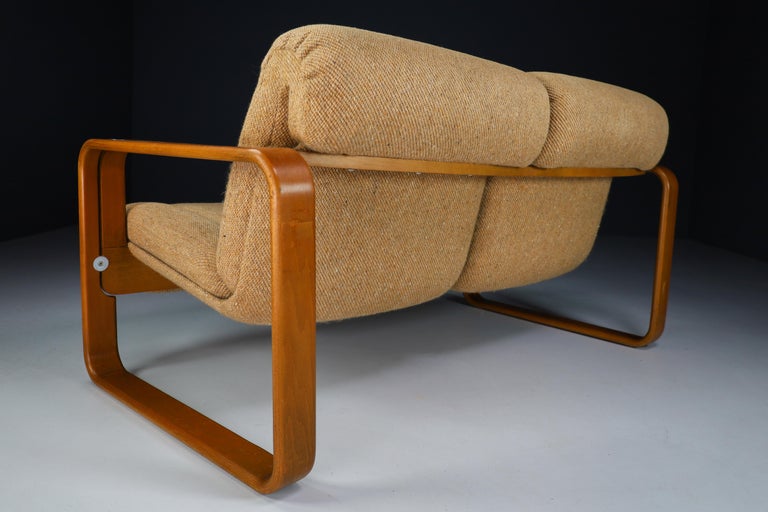 Bentwood Two Seat Sofa in Original Jute Fabric by Jan Bočan, 1960s For Sale 1
